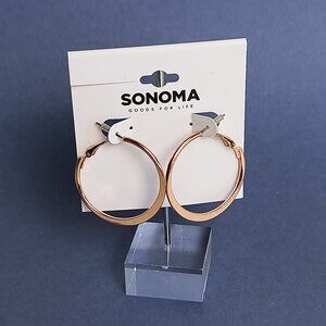 Rose Gold Tubular Flat Open Hoop Earrings Basic Casual